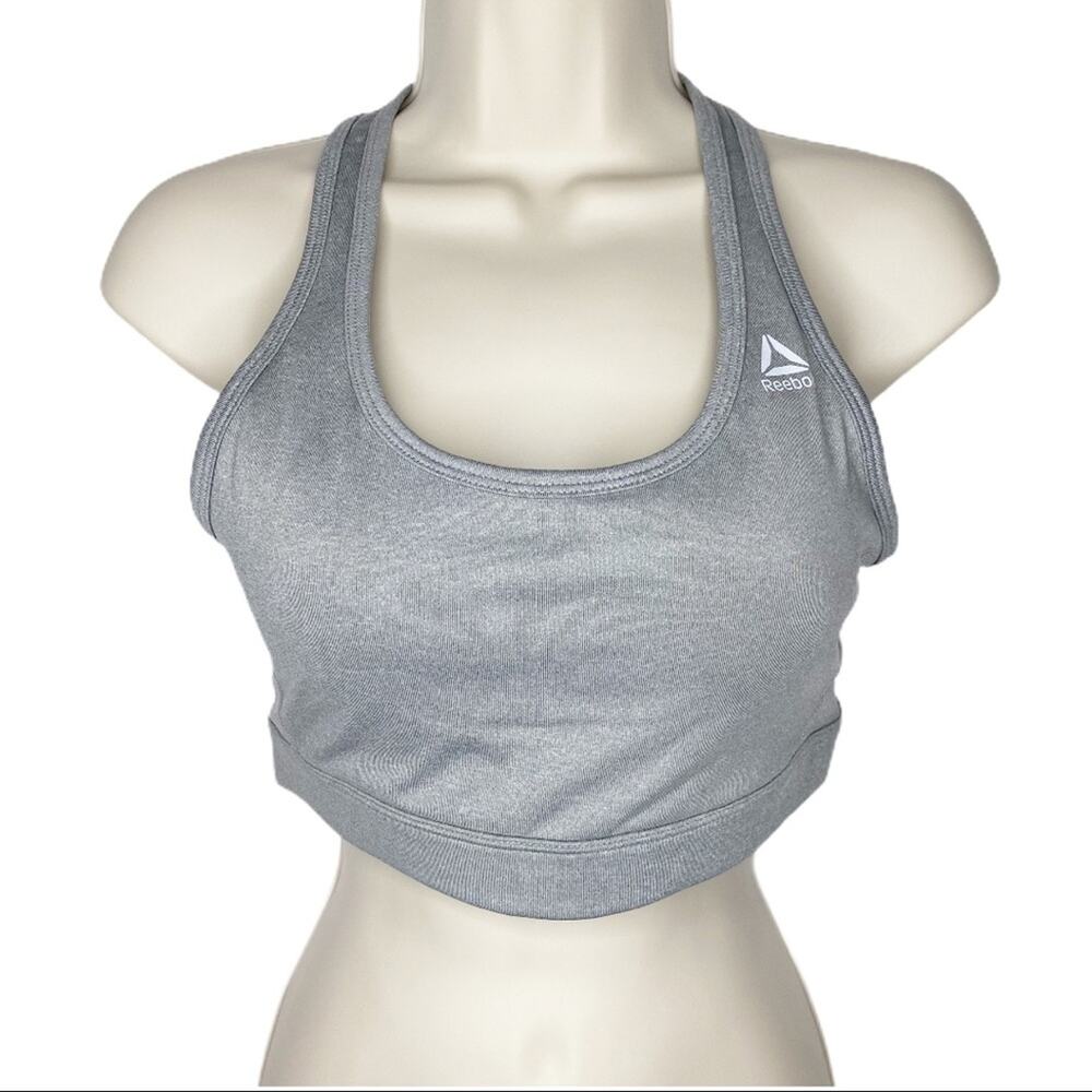 Reebok Athletic Silver Grey Racerback Sports Bra Medium